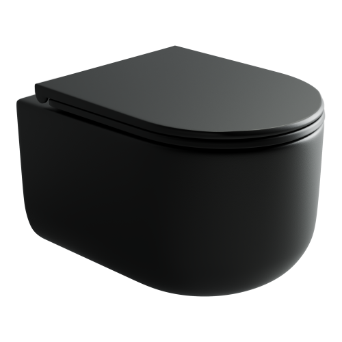 Унитаз подвесной Ceramica Nova ULMA CN4006MB черный матовый с сиденьем микролифт безободковый душевой смыв - фото 2