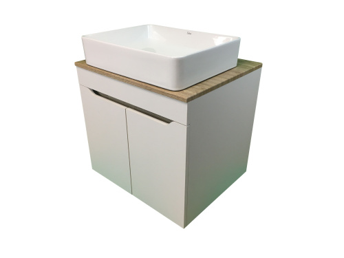 Тумба с раковиной Sintesi STL.W7024_SIN-LVB-APP-407 60х55х50 подвесная цвет белый/коричневый - фото 2