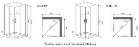 Душевая кабина Timo Ilma ILMA101 100х100 квадратная без крыши ориентация универсальная