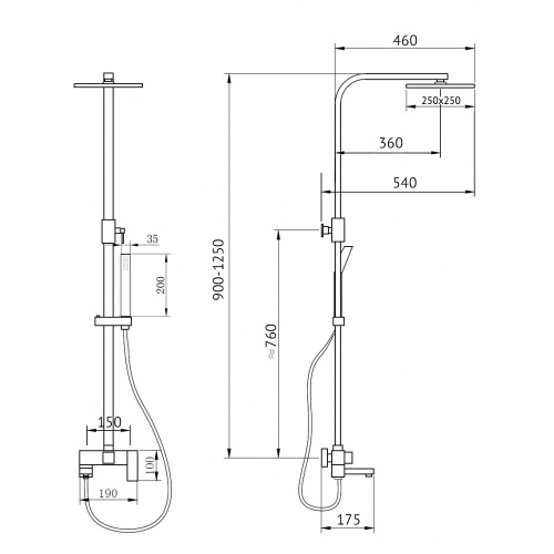 Душевая стойка ABBER AF8216NG настенная цвет никель - фото 3