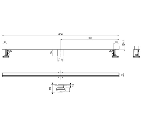 Душевой лоток Wonzon & Woghand WW-65406M-BR в пол - фото 2