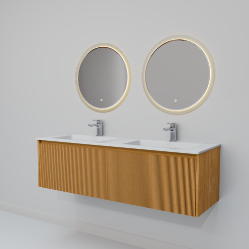 Тумба с раковиной+зеркало Art Decco Elizabeth (Элизабет) AEL14W11D1MF 140x45x40 подвесная цвет белый дуб - фото 5