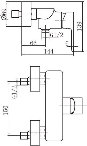 Смеситель для душа Aquanet Arctic AF520-30СW настенный белый/хром - фото 2