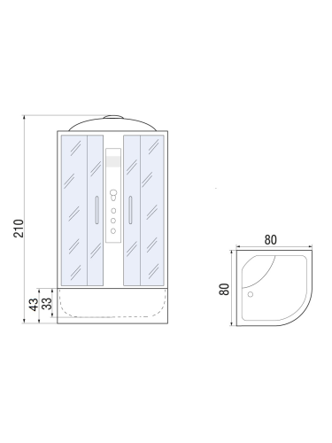 Душевая кабина River DUNAY 80/43 MT (10000003138) 80х80 четверть круга с крышей ориентация универсальная - фото 2