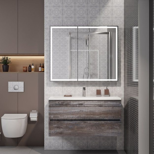 Зеркало-шкаф Art&Max TECHNO AM-Tec-1000-800-2D-F-Nero 100х15х80 подвесной цвет черный