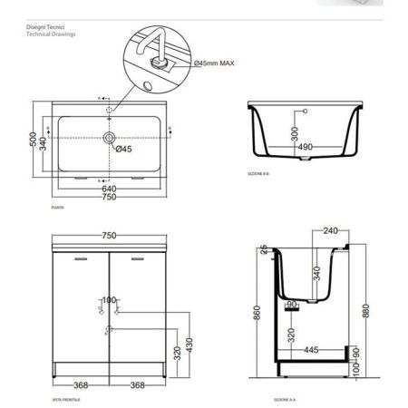 Раковина керамическая Kerasan Aquadom 029301*0 80 см встраиваемая цвет белый без отверстий под смеситель