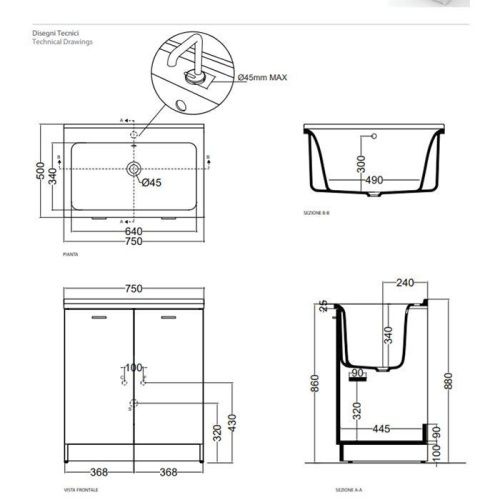 Раковина керамическая Kerasan Aquadom 029301*1 80 см встраиваемая цвет белый 1 отверстие под смеситель - фото 2