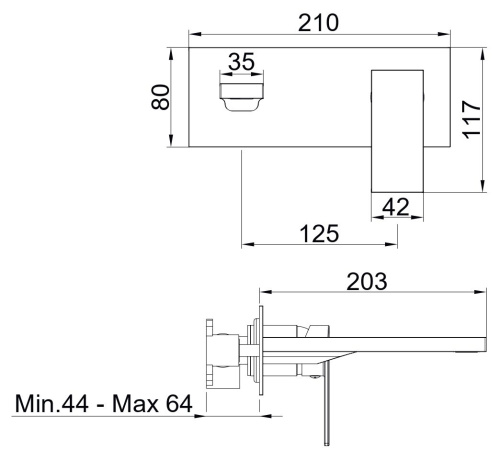 Смеситель AQG Bold 01BOC170NG встраиваемый в стену черный матовый - фото 2