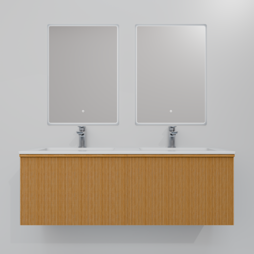 Тумба с раковиной+зеркало Art Decco Andy (Энди) AAN12W11D2MF 120x45x40 подвесная цвет белый дуб - фото 4