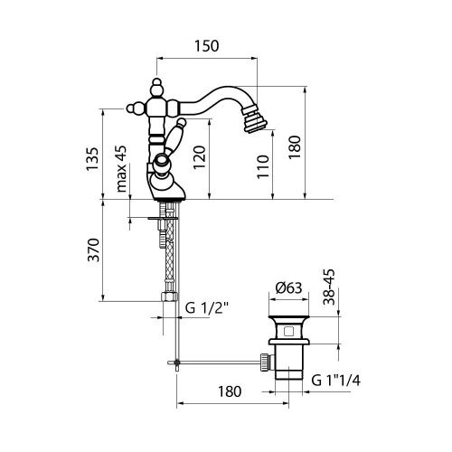 Смеситель Webert Dorian DO710402010 на биде золото - фото 3