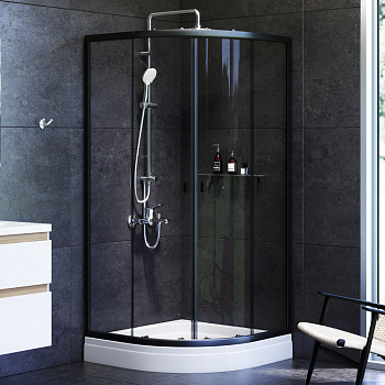 Душевой уголок Am.Pm X-Joy W88G-205-090BT64 90х90 стекло прозрачное профиль черный без поддона