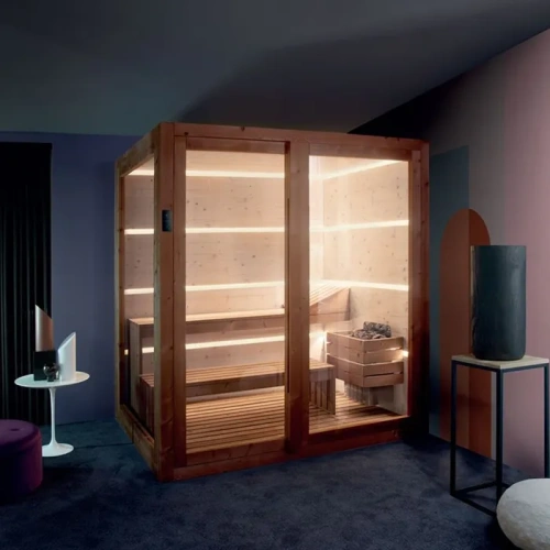 Сауна Gruppo Treesse AURA SA1815DX01AVL 180х150х216 с подсветкой дверь стекло/дерево левосторонняя - фото 2