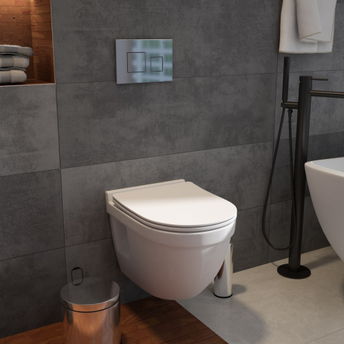 Унитаз подвесной Teymi Vitra Pro T40806 белый с сиденьем микролифт безободковый каскадный смыв - фото 5