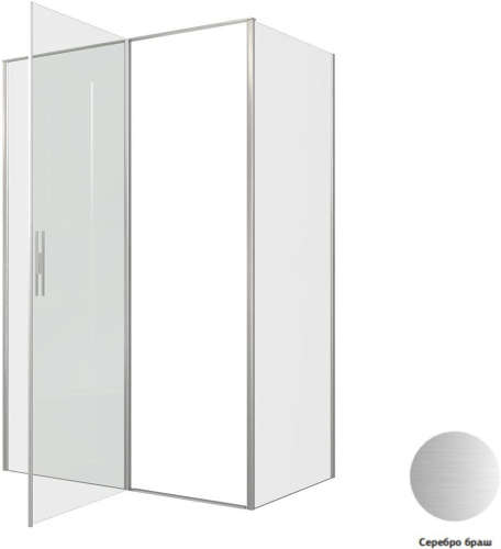 Душевой уголок Allen Brau Priority 3.31035.BA + 3.31041.BA 140х80 стекло прозрачное профиль серебро брашированное без поддона - фото 4
