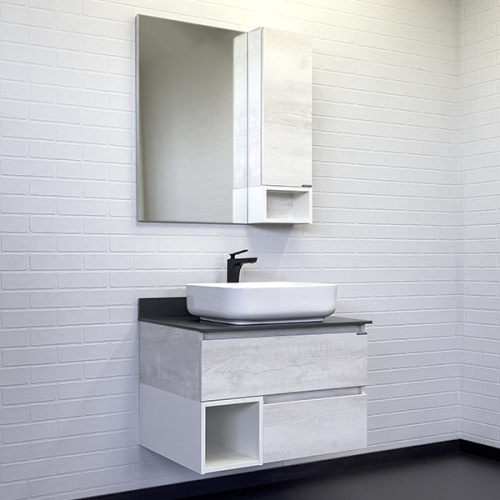 Тумба с раковиной Comforty Прага 00-00014832CF 76х52х63 подвесная цвет дуб белый - фото 5