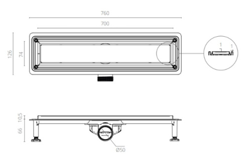 Душевой лоток Ctesi WAY LINE BK4024040 - фото 2