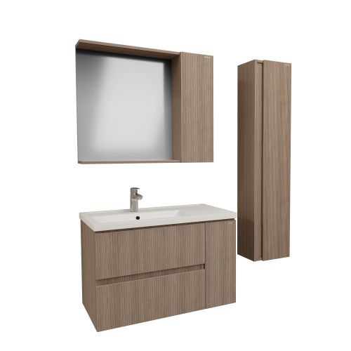 Зеркало-шкаф Grossman Юнит 208011 80х17х70 подвесной цвет кадена вуд - фото 2