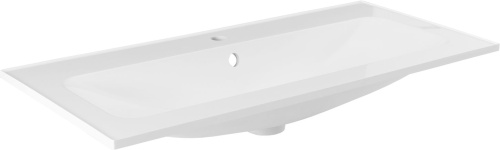 Раковина из литьевого мрамора Aquanet Арт 00318926 98х45 полувстраиваемая цвет белый 1 отверстие под смеситель - фото 5