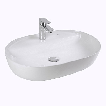 Раковина из сантехнического фарфора Bond Oval S01-600 60х40 накладная цвет белый глянцевый 1 отверстие под смеситель