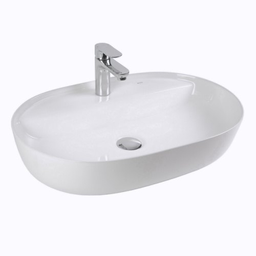 Раковина из сантехнического фарфора Bond Oval S01-600 60х40 накладная цвет белый глянцевый 1 отверстие под смеситель