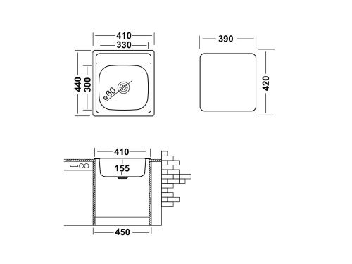Кухонная мойка Ukinox Классика CLM410.440 -GT6K 0C 44х41 цвет нержавеющая сталь поверхность матовая - фото 3