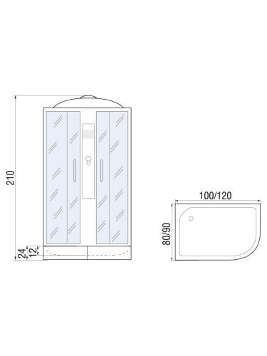 Душевая кабина River DESNA 120/90/24 MT R (10000002993) 120х90 асимметричная с крышей ориентация правая - фото 2