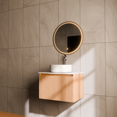 Тумба с раковиной+зеркало Art Decco Elizabeth (Элизабет) AEL06W11S3M0 60x45x40 подвесная цвет белый дуб - фото 2