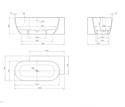 Ванна из искусственного камня Knief Lotus 0600-613-R-01 190х95 встраиваемая прямоугольная - фото 2