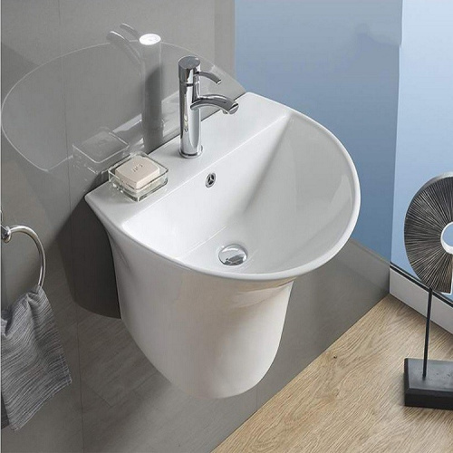 Раковина из санфаянса CeramaLux NB165 57х50 подвесная цвет белый 1 отверстие под смеситель - фото 4