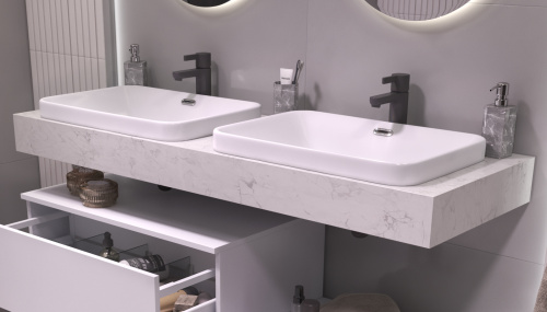 Столешница Velvex UNIT st.UNI.140-630 140х50х11 подвесная цвет белый мрамор - фото 4