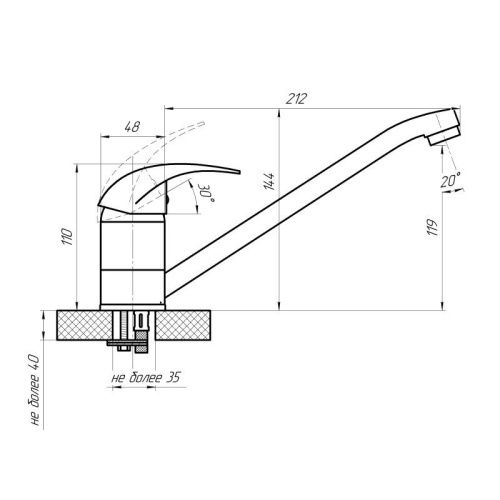 Смеситель для кухни Сантаком 3301-6 на мойку хром - фото 3