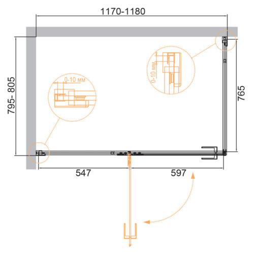 Душевой уголок Cezares BELLAGIO BELLAGIO-AH-1-120/80-C-NERO 120х80 стекло прозрачное профиль черный без поддона - фото 2