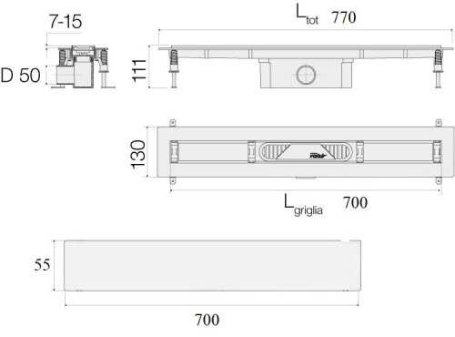 Душевой лоток Valsir Linea KIT LINEA 700 напольный - фото 2