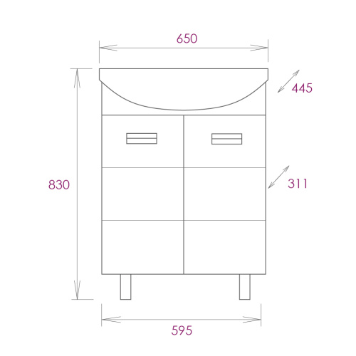 Тумба под раковину Onika Балтика 106529 60х31х68 напольная - фото 3