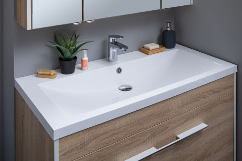 Раковина из литьевого мрамора Aquanet Нота NEW 00204096 100х48 полувстраиваемая цвет белый 1 отверстие под смеситель - фото 5