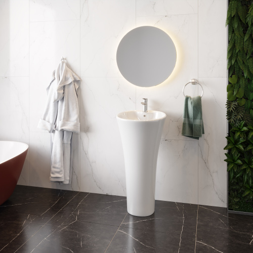 Раковина из сантехнического фарфора Cerutti SPA CT7274 45х45 напольная цвет белый 1 отверстие под смеситель - фото 3