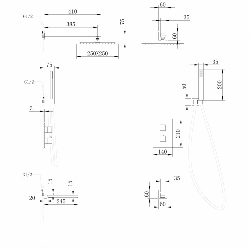 Душевая система ABBER AF8250SP встраиваемая в стену - фото 4