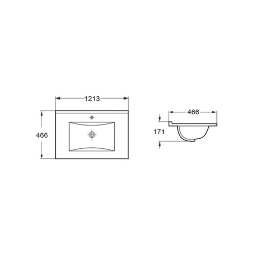 Раковина из сантехнического фарфора Vincea VBS-13120MB 121х47 встраиваемая цвет антрацит матовый 1 отверстие под смеситель - фото 2