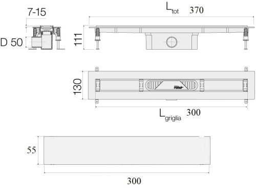 Душевой лоток Valsir Barcode KIT BARCODE 300 напольный - фото 2