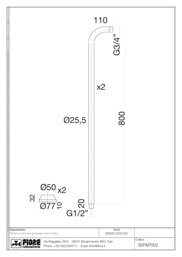 Смеситель Fiore Wellness 35CRPAP002 напольный хром - фото 2
