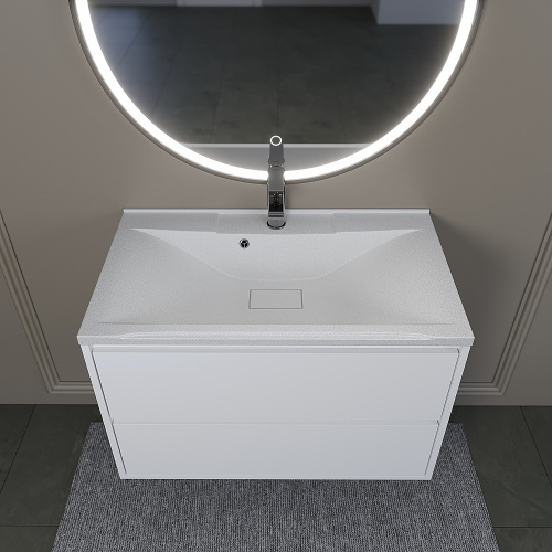 Раковина из искусственного камня Uperwood Elen Quartz 297000020 80х45 полувстраиваемая цвет белый - фото 4