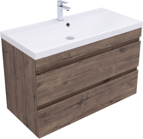 Тумба под раковину Aquanet Нота NEW 00334194 99х47х61 подвесная цвет темное дерево - фото 3