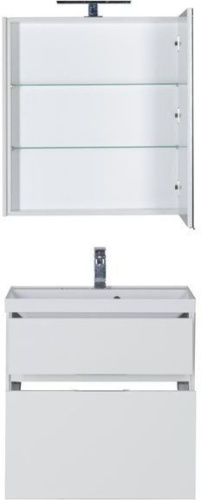Комплект мебели: тумба с раковиной + зеркало-шкаф Aquanet Латина 00180123 70x45x140 напольный/подвесной цвет белый - фото 4