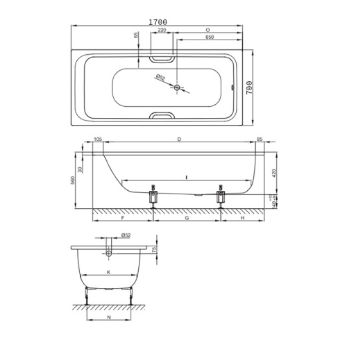 Ванна стальная Bette Select 3411-000 PLUS 170х70 отдельностоящая прямоугольная без ножек - фото 2