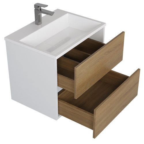 Раковина из литьевого мрамора Uperwood Barsa 2911120345 60х45 полувстраиваемая цвет белый - фото 5