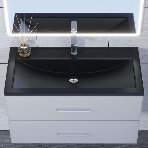 Раковина кварцевая Uperwood Foster Quartz 291030042 90х46 полувстраиваемая цвет черный - фото 4