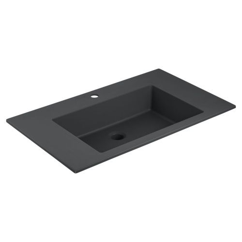 Раковина из искусственного камня Vincea VCB-13800B 80х50 встраиваемая цвет черный 1 отверстие под смеситель