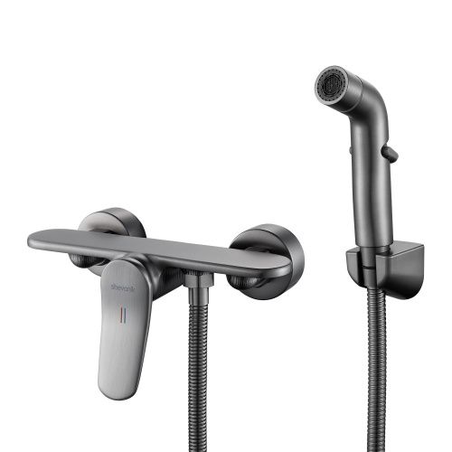 Гигиенический душ со смесителем Shevanik S4705T-1 оружейная сталь - фото 2