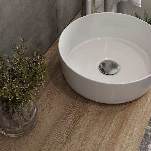 Раковина из сантехнического фарфора Teymi Lina T51101 31х31 накладная цвет белый без отверстий под смеситель - фото 5