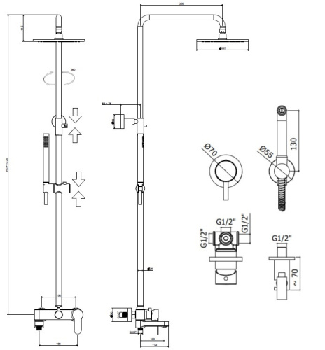 Душевая стойка Paffoni Light KITZCOL636BO110 настенная цвет белый матовый - фото 5